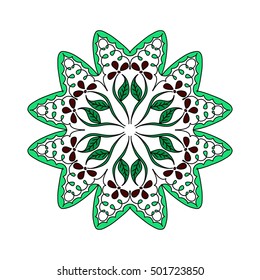 Colorful hexagonal pattern. Floral ethnic mandala for textile, sportswear, umbrellas