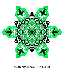 Colorful hexagonal pattern. Floral ethnic mandala. Hand drawn tribal ornament