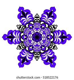 Colorful hexagonal pattern. Floral ethnic mandala. Hand drawn tribal ornament