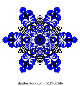 Colorful hexagonal pattern. Floral ethnic mandala. Hand drawn tribal ornament