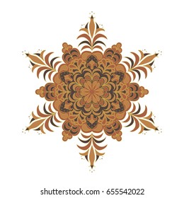 Colorful hexagonal pattern. Floral ethnic mandala. Hand drawn tribal ornament