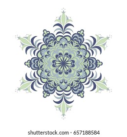 Colorful hexagonal pattern. Floral ethnic mandala. Hand drawn tribal ornament