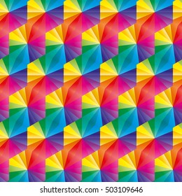 Colorful hexagonal pattern wallpaper background with vibrant rainbow colors.