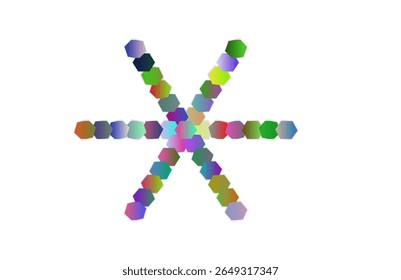 Padrão de explosão hexagonal colorida com simetria radial para projetos de marca, apresentações, planos de fundo da Web, pôsteres, gráficos em movimento, empacotamento e arte digital