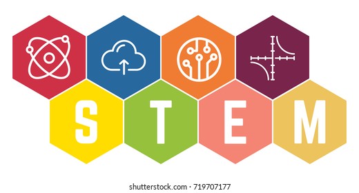 Colorful Hexagonal STEM Logo