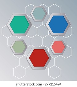Colorful hexagons background for infographics. Vector illustration
