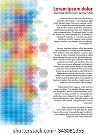 Colorful hexagons with blank space for text.