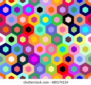 Colorful hexagons pattern. Geometric background. Vector illustration.