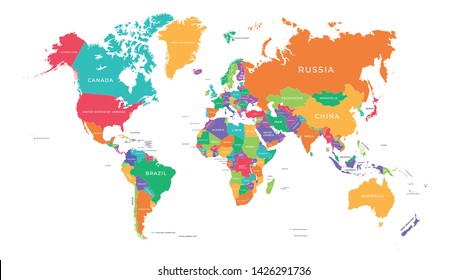 Colorful Hi detailed Vector world map