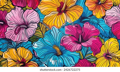 colorful hibiscus flower background natural exotic bold and striking