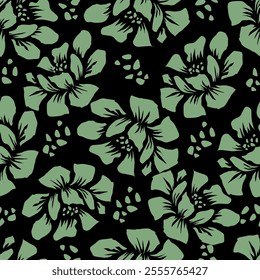 Colorful hibiscus flower with tropical leaf seamless pattern design for summer holidays background