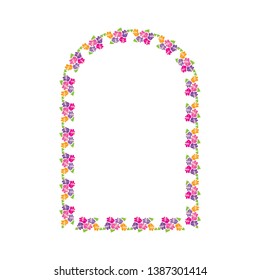 colorful hibiscus flower wreath, vector frame 