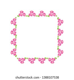 colorful hibiscus flower wreath, vector frame 