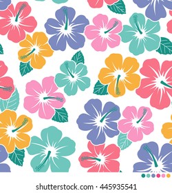 Colorful hibiscus pattern vector background