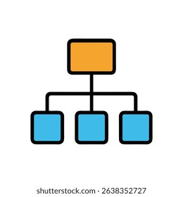 Colorful hierarchical flowchart graphic diagram icon illustration element
