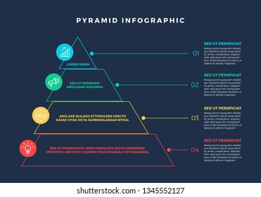 Colorful Hierarchy Pyramid Infographic Elements With Steps And Description Next To It - Vector EPS10