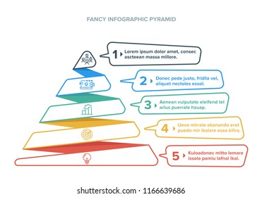 Colorful Hierarchy Pyramid Infographic Colorful and with Steps with description next to it Icons Business Modern and Fancy