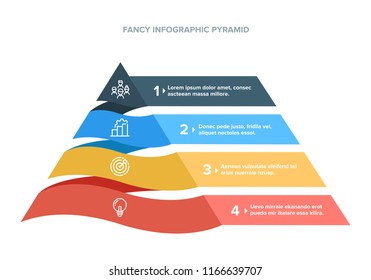 Colorful Hierarchy Pyramid Infographic Colorful and with Steps with description next to it Icons Business Modern and Fancy