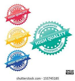 Colorful "high quality" sign.-eps10 vector