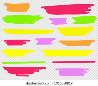 Colorful Highlighters Set Yellow Green Purple Stock Vector (Royalty ...