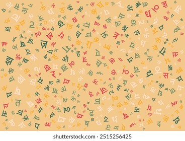 colorful hindi letters alphabet pattern background design