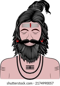 Diseño de Sadhu Hindú o Baba colorido aislado en fondo blanco - ilustración vectorial