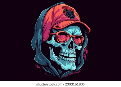 Colorful Hip-Hop Skull vector illustration