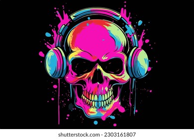 Colorful Hip-Hop Skull vector illustration