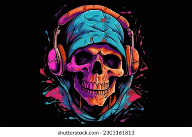 Colorful Hip-Hop Skull vector illustration