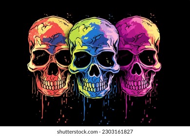 Colorful Hip-Hop Skull vector illustration