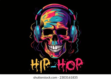 Colorful Hip-Hop Skull vector illustration