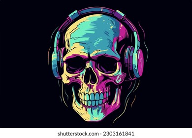 Colorful Hip-Hop Skull vector illustration