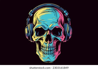Colorful Hip-Hop Skull vector illustration
