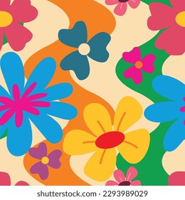 Colorful, hippi, floral pattern vector