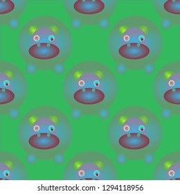 Colorful hippo childish seamless - Cute hippopotamus background.