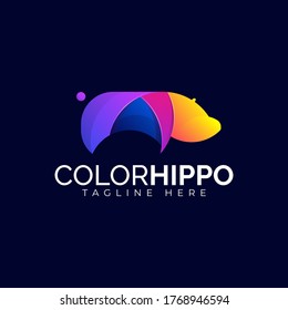 colorful hippo logo template.Suitable for Creative Industries, Company, Multimedia, Entertainment, Education, Shop and other related business.