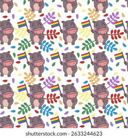 Design de padrão de hipopótamo colorido, fundo branco