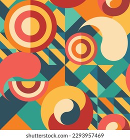Colorful hippy geometric retro pattern