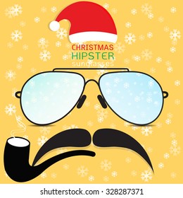 Colorful Hipster with Christmas Elements.Vector Background.