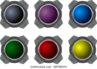 Colorful hi-tech buttons vector set