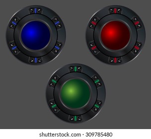 Colorful hi-tech buttons vector set