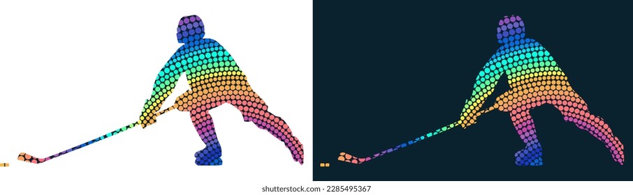 Colorful Hockey Player Silhouettes. Isolated vector colored images. Abstract vector image of sportsmen.