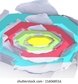 Colorful holes on white background. Vector design.