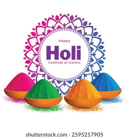 Colorful Holi festival background. Indian festival of colors celebration greeting design. Vector illustration