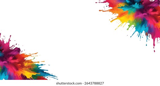 Pó holi colorido sobre fundo branco. Explosão colorida do pó da cor da pintura holi do arco-íris vibrante com cores brilhantes fundo branco isolado. explosão colorida do pó do arco-íris misto,