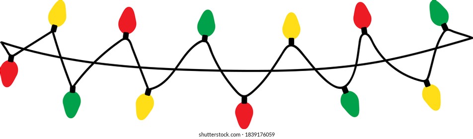 Colorful holiday lights illustration. Christmas light bulb 