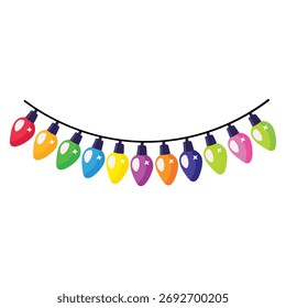 Coloridas luces de cadena de Festiva - decoración de Vector festivo sobre fondo blanco