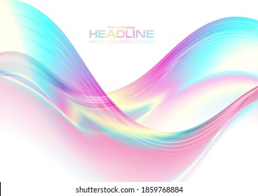 Colorful holographic foil abstract liquid waves futuristic background. Vector design