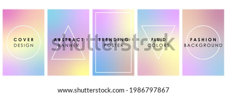 Colorful holographic gradient background design set