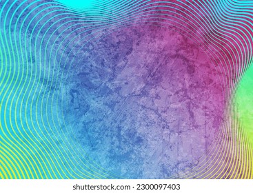 Colorful holographic liquid wavy lines abstract grunge background. Vector design